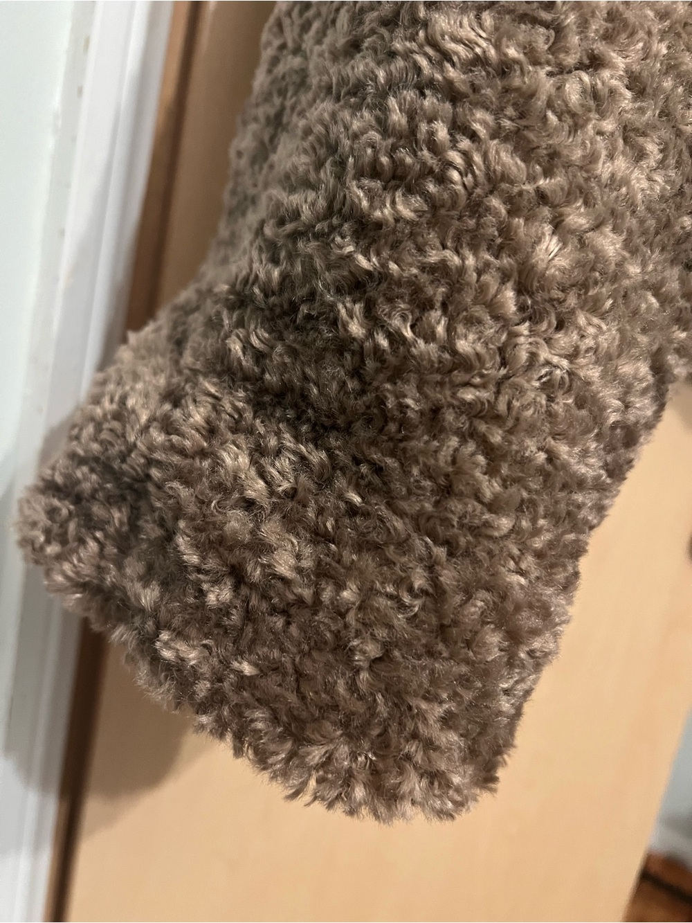 BCBGMaxAzria Taupe Faux Shearling Teddy Jacket with Fur Collar - Picture 3 of 5